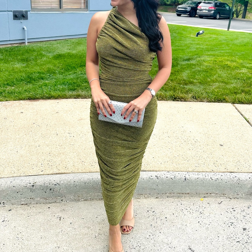 Gold glittery fitted dress luxury